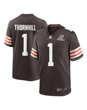 Juan Thornhill 1 Cleveland Browns 2023 Playoffs Patch Game Men Jersey - Brown