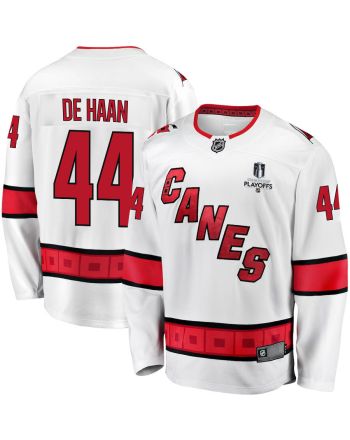 Calvin de Haan 44 Carolina Hurricanes Stanley Cup 2023 Playoffs Patch Away Breakaway Men Jersey - White