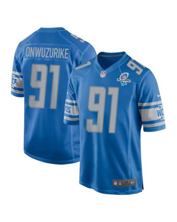 Levi Onwuzurike 91 Detroit Lions 2023 Playoffs Patch Game Men Jersey - Blue