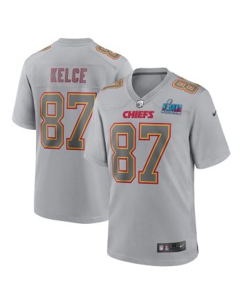 Travis Kelce 87 Kansas City Chiefs Youth Super Bowl LVII Patch Atmosphere Fashion Game Jersey - Gray