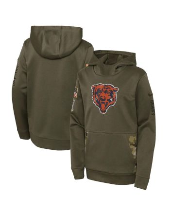 Chicago Bears Youth 2022 Salute To Service Performance Pullover Hoodie - Olive