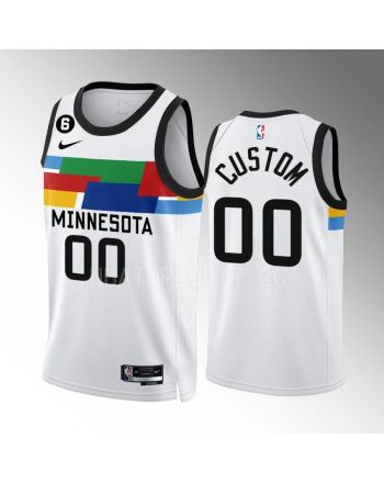 Custom 00 Minnesota Timberwolves City Edition White Men Jersey 2022-23 Swingman