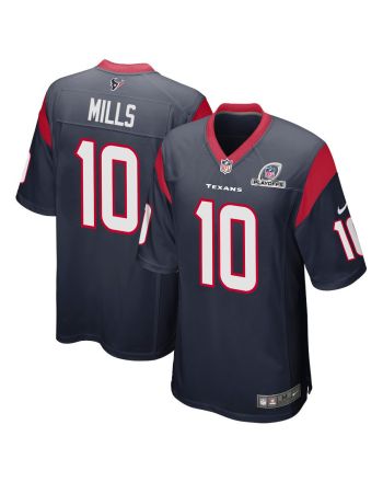 Davis Mills 10 Houston Texans 2023 Playoffs Patch Game Men Jersey - Navy