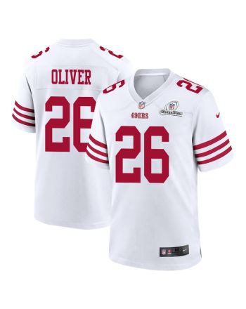 Isaiah Oliver 26 San Francisco 49ers 2024 Divisional Patch Game Men Jersey - White