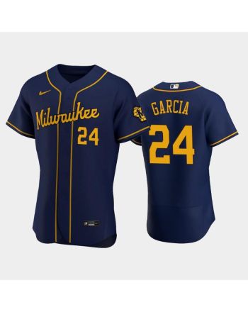 Milwaukee Brewers 24 Avisail Garcia Alternate Team Navy Jersey Jersey