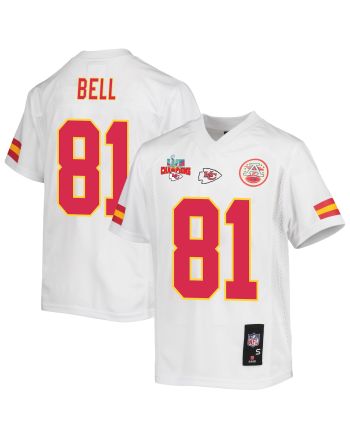 Blake Bell 81 Kansas City Chiefs Super Bowl LVII Champions 3 Stars Youth Game Jersey - White