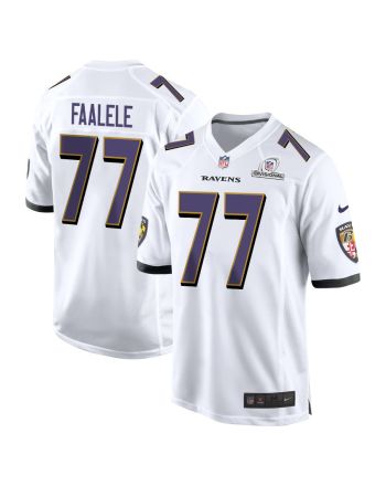 Daniel Faalele 77 Baltimore Ravens 2024 Divisional Patch Game Men Jersey - White