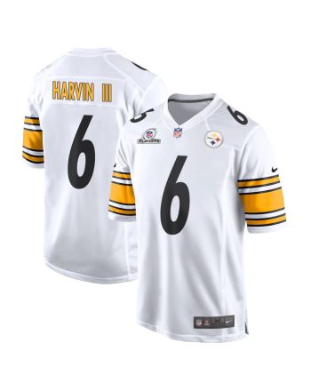 Pressley Harvin III 6 Pittsburgh Steelers 2023 Playoffs Patch Game Men Jersey - White