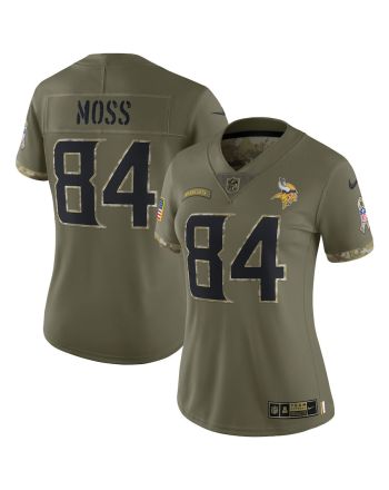 Randy Moss Minnesota Vikings Women's 2022 Salute To Service Retired Player Limited Jersey - Olive