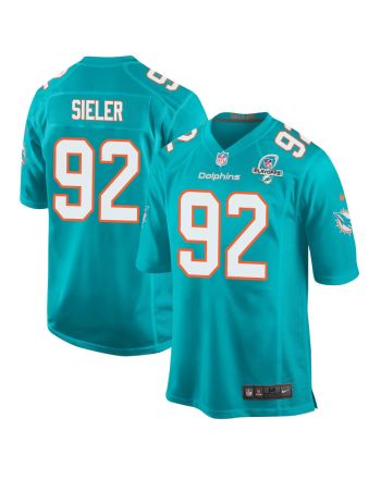 Zach Sieler 92 Miami Dolphins 2023 Playoffs Patch Game Men Jersey - Aqua