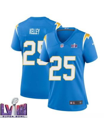 Joshua Kelley 25 Los Angeles Chargers Super Bowl LVIII Women Home Game Jersey - Powder Blue