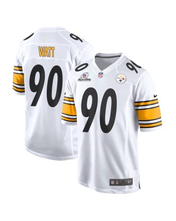 T.J. Watt 90 Pittsburgh Steelers 2023 Playoffs Patch Game Men Jersey - White