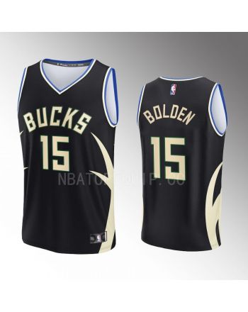 Milwaukee Bucks 15 Marques Bolden Statement Edition Men Jersey 2022-23 Fast Break Black