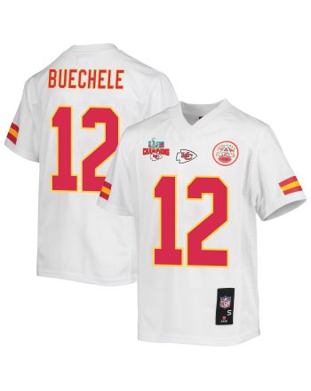 Shane Buechele 12 Kansas City Chiefs Super Bowl LVII Champions 3 Stars Youth Game Jersey - White