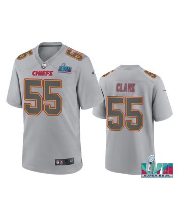 Frank Clark 55 Kansas City Chiefs Super Bowl LVII Patch Atmosphere Fashion Game Jersey - Gray