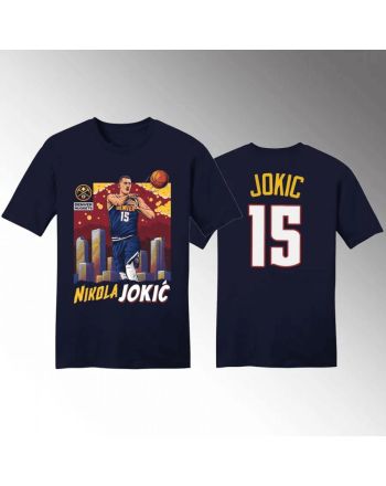 Nikola Jokic 15 Denver Nuggets 2023 NBA Finals Navy T-Shirt Tee