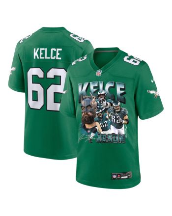 Jason Kelce 62 Signed Philadelphia Eagles Road to Victory Game Jersey - Men, Green