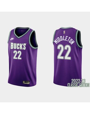 Milwaukee Bucks Khris Middleton 22 2022-23 Classic Edition Purple Men Jersey