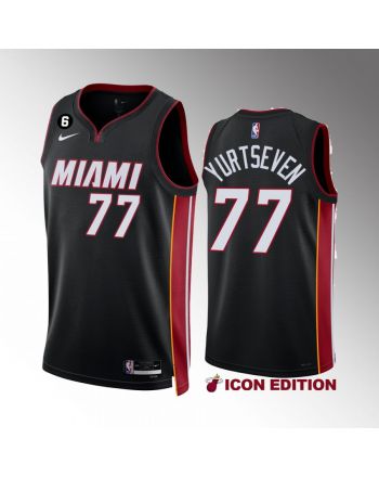 Miami Heat Omer Yurtseven 77 2022-23 Icon Edition Black Jersey NO.6 Patch