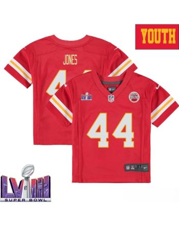 Cam Jones 44 Kansas City Chiefs Super Bowl LVIII YOUTH Home Game Jersey - Red