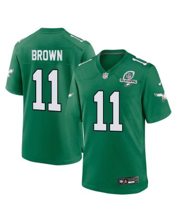 A.J. Brown 11 Philadelphia Eagles 2023 Playoffs Patch Alternate Game Men Jersey - Kelly Green