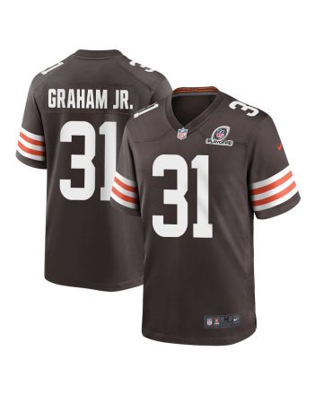 Thomas Graham Jr. 31 Cleveland Browns 2023 Playoffs Patch Game Men Jersey - Brown