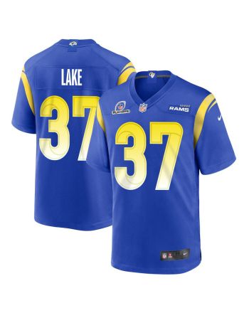 Quentin Lake 37 Los Angeles Rams 2023 Playoffs Patch Game Men Jersey - Royal