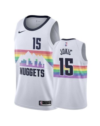 Nuggets Male Nikola Jokic 15 2018-19 City White Jersey