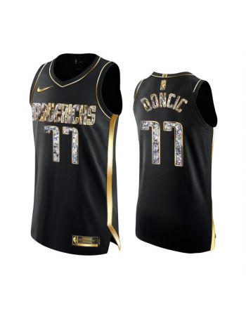 Dallas Mavericks Luka Doncic Black Diamond Edition Jersey 2022 Playoffs 77