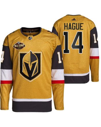 Men Vegas Golden Knights 14 Nicolas Hague Primegreen Gold Jersey 2023 All-Star Jersey