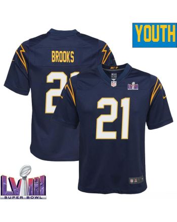 James Brooks 21 Los Angeles Chargers Super Bowl LVIII YOUTH Alternate Game Jersey - Navy