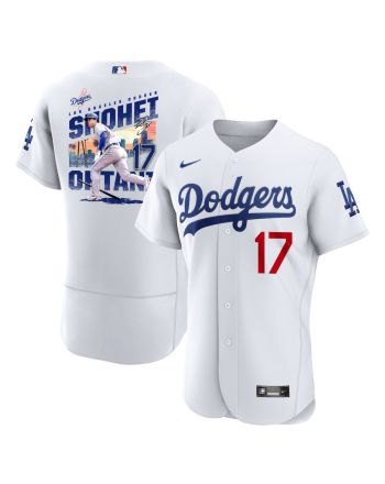 Shohei Ohtani 17 Los Angeles Dodgers Signed Homerun 2023 Home ELITE Men Jersey - White