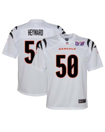 Shaka Heyward 50 Cincinnati Bengals Super Bowl LVIII YOUTH Away Limited Jersey - White