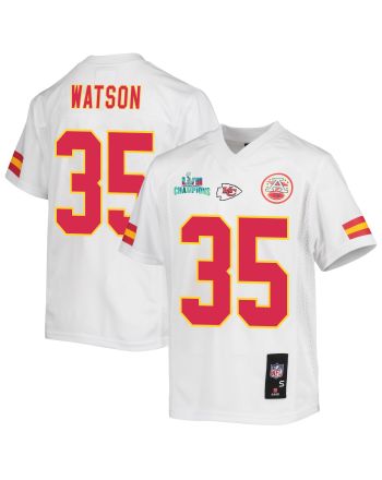 Jaylen Watson 35 Kansas City Chiefs Super Bowl LVII Champions Youth Game Jersey - White