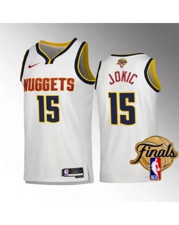 Nikola Jokic 15 Denver Nuggets 2023 NBA Finals Champions Edition Jersey - White