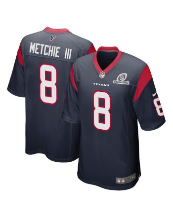 John Metchie III 8 Houston Texans 2024 Divisional Patch Game Men Jersey - Navy