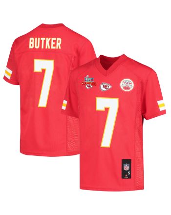 Harrison Butker 7 Kansas City Chiefs Super Bowl LVII Champions 3 Stars Youth Game Jersey - Red