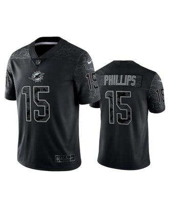 Jaelan Phillips 15 Miami Dolphins Black Reflective Limited Jersey - Men