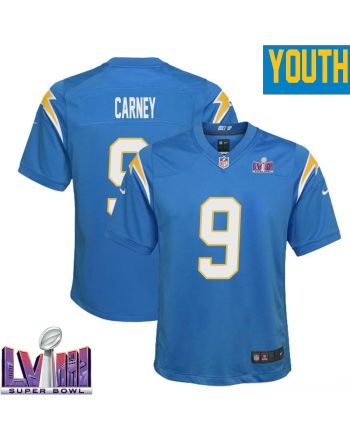 John Carney 9 Los Angeles Chargers Super Bowl LVIII YOUTH Home Game Jersey - Powder Blue