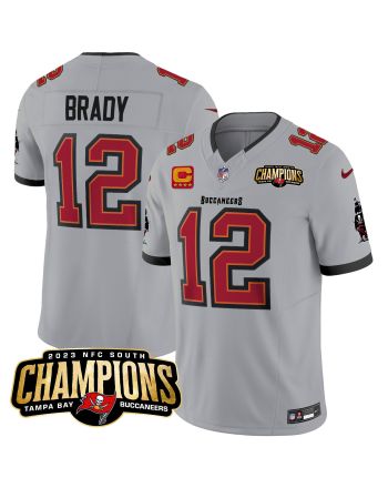 Tom Brady 12 Tampa Bay Buccaneers 2023 NFC South Champions Patch Game Men Jersey - Gray