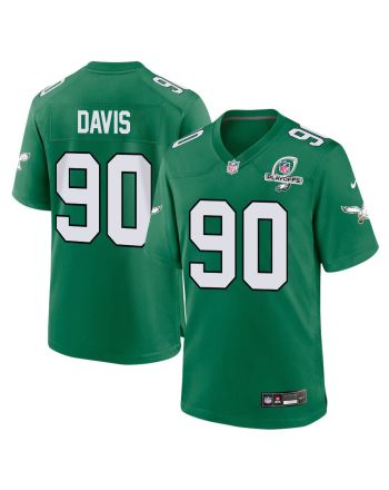 Jordan Davis 90 Philadelphia Eagles 2023 Playoffs Patch Alternate Game Men Jersey - Kelly Green