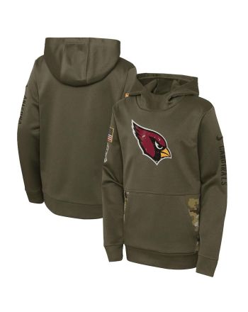 Arizona Cardinals Youth 2022 Salute To Service Performance Pullover Hoodie - Olive