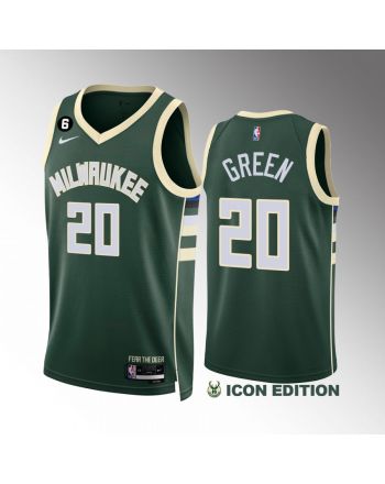 A.C. Green 20 Milwaukee Bucks Green Jersey 2022-23 Icon Edition NO.6 Patch