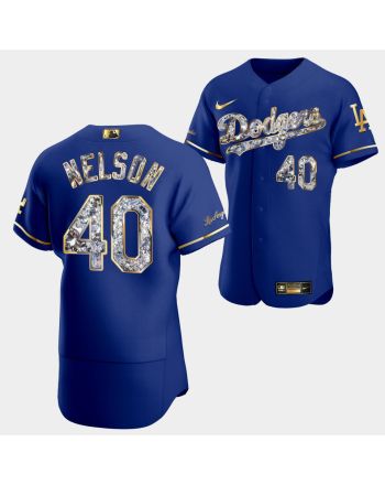 Los Angeles Dodgers Jimmy Nelson Royal Jersey 40 Golden Diamond 2022-23-23 Uniform