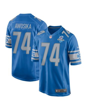 Kayode Awosika 74 Detroit Lions 2023 Playoffs Patch Game Men Jersey - Blue