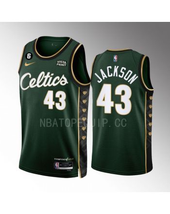 Justin Jackson 43 Boston Celtics 2022-23 City Edition Green Men Jersey Honor Bill Russell 11 Gold Diamonds