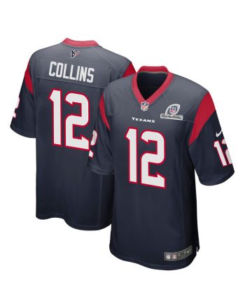 Nico Collins 12 Houston Texans 2024 Divisional Patch Game Men Jersey - Navy