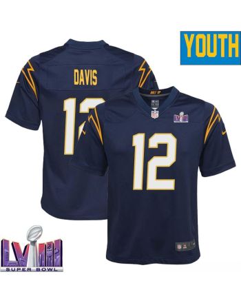 Derius Davis 12 Los Angeles Chargers Super Bowl LVIII YOUTH Alternate Game Jersey - Navy