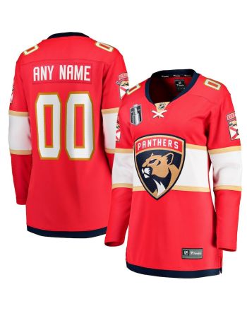 Custom 00 Florida Panthers Women's 2023 Stanley Cup Final Home Breakaway Jersey - Red