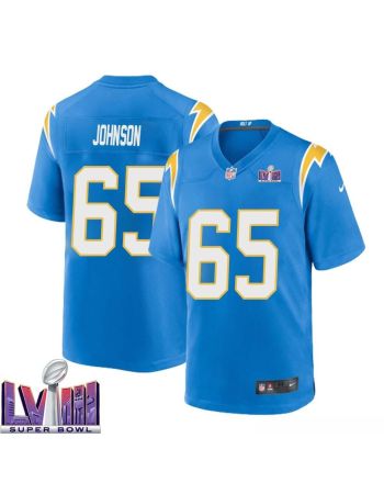 Zion Johnson 65 Los Angeles Chargers Super Bowl LVIII Men Home Game Jersey - Powder Blue